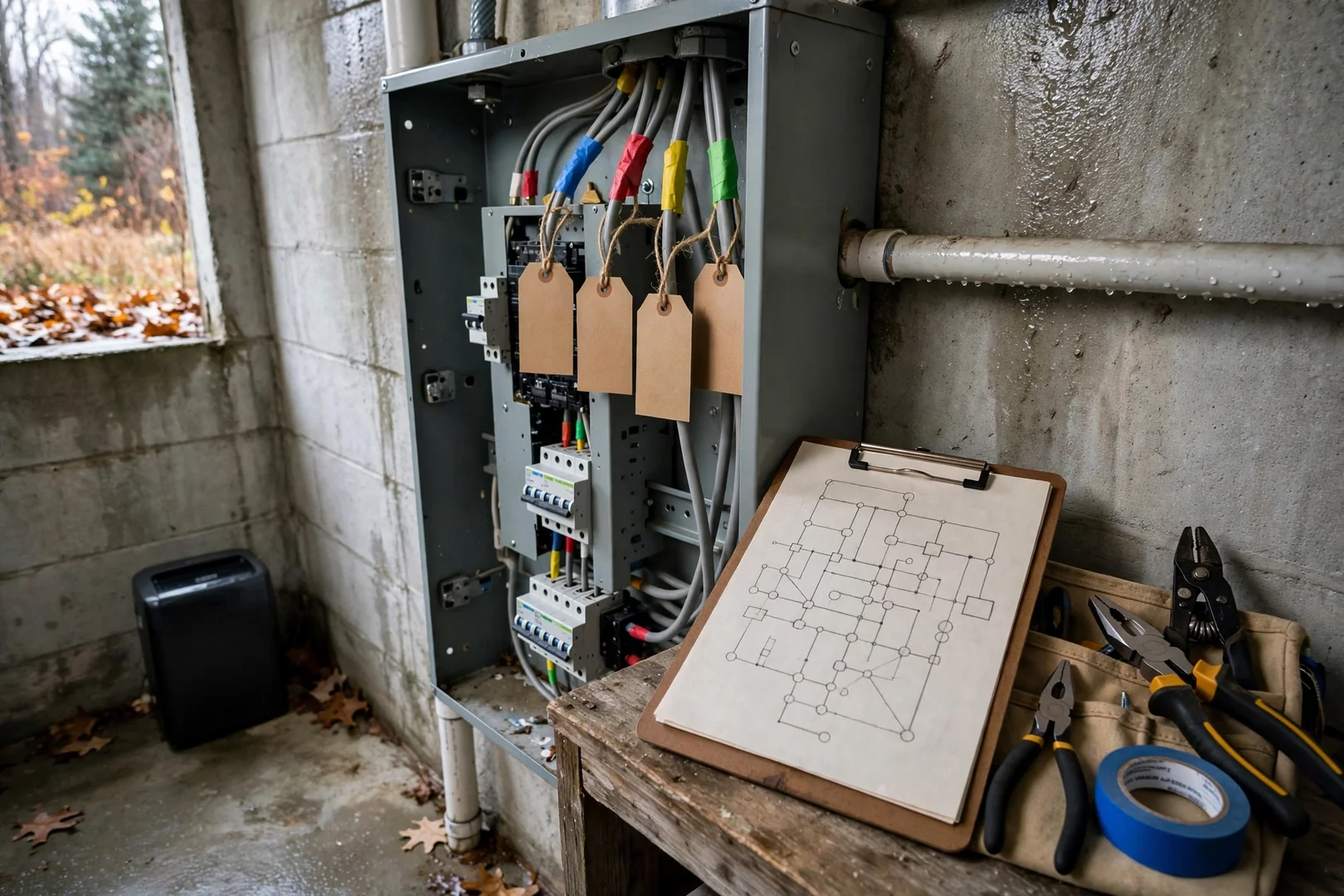 Branch circuits labeled and mapped before old load center removal