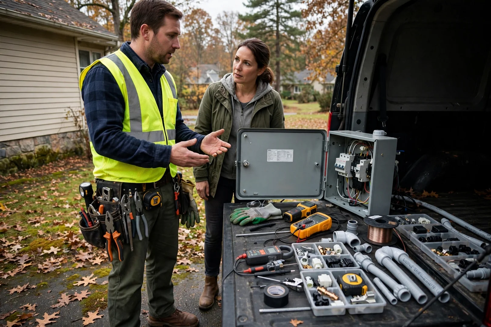 Electrician equipment ready for customer walkthrough
