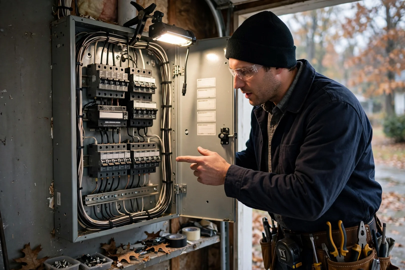 Labeled priority circuits inside an upgraded residential breaker panel